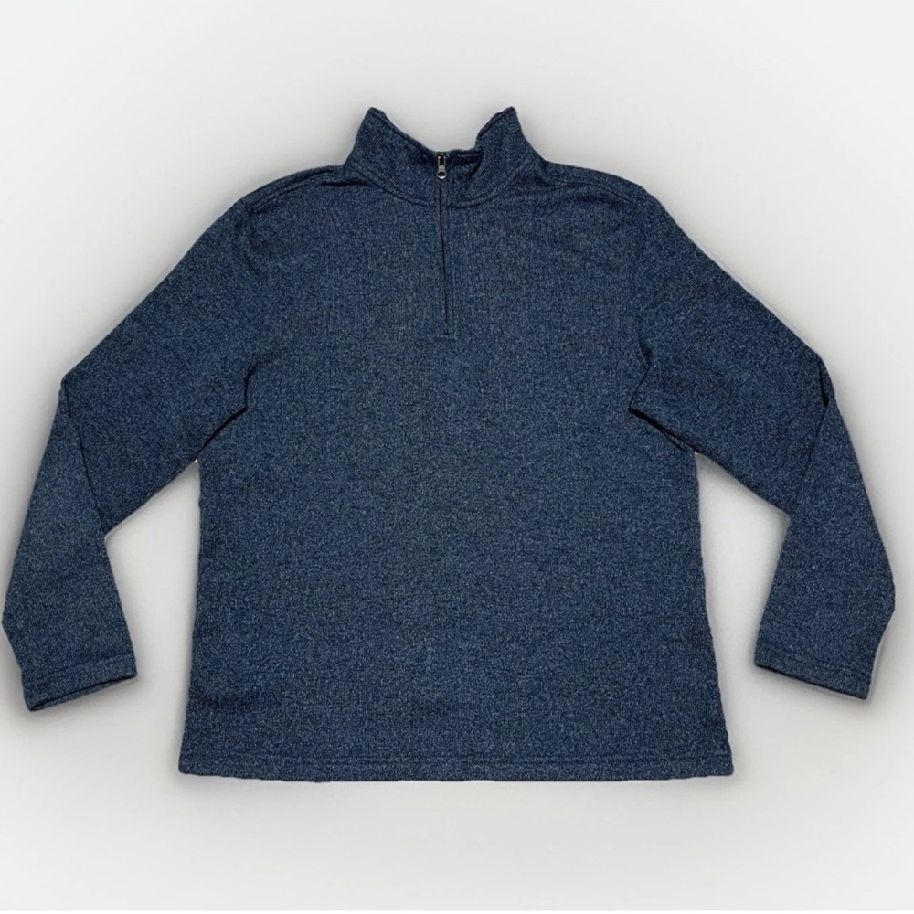 Izod Men's Navy Blue 1/4 Zip Mock Neck Sweater Fleece Pullover Size M